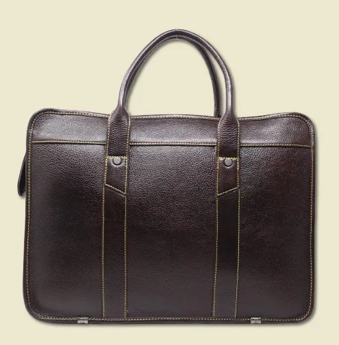 Taha Boxy Brown Genuine Leather Laptop Bag