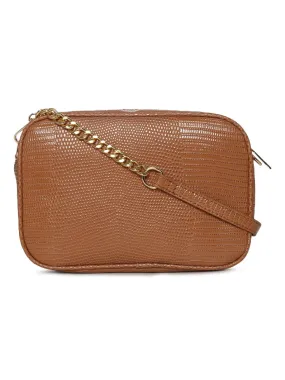 Tan Croc PU Small Side Sling Bag