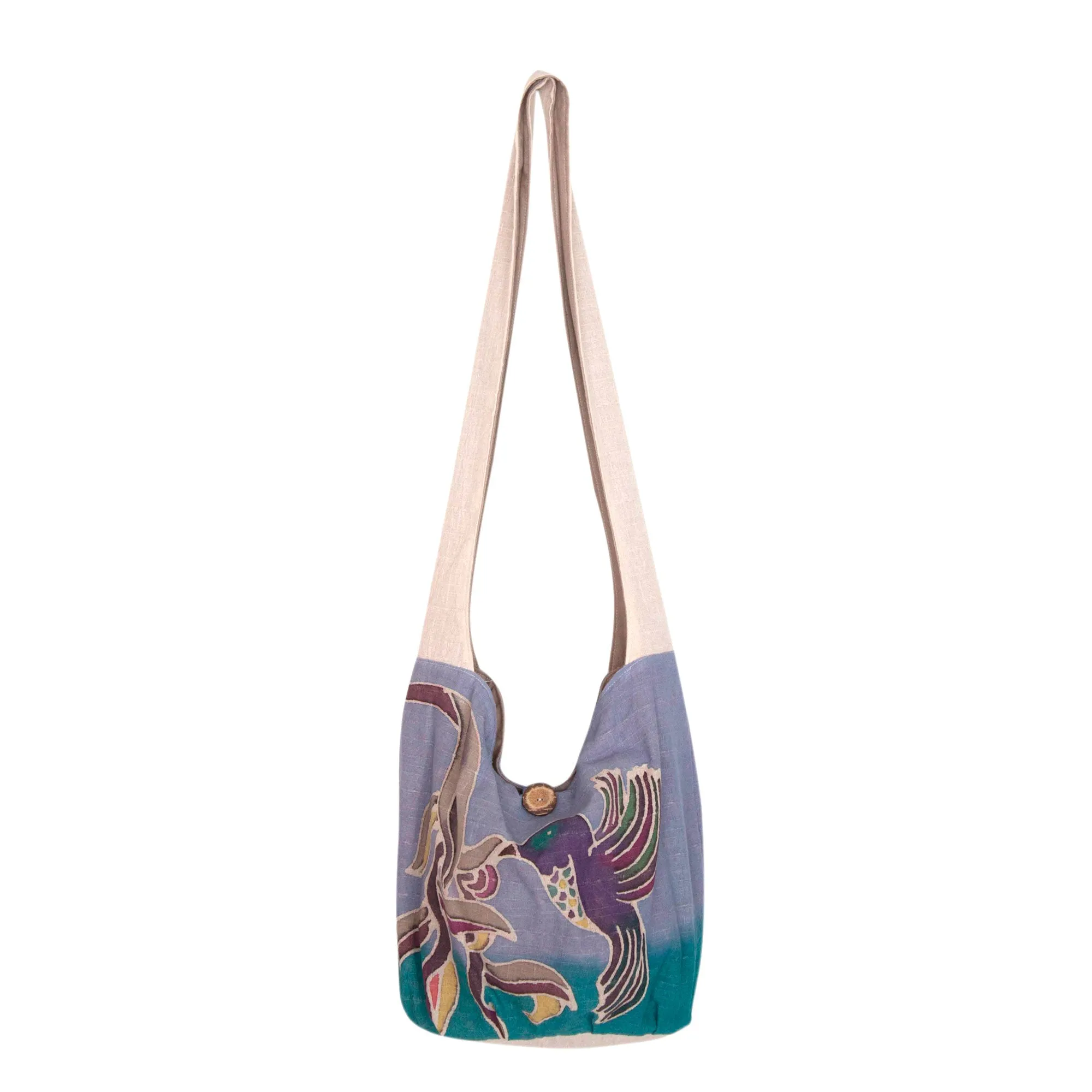 Thai Hummingbird Cotton Sling Bag