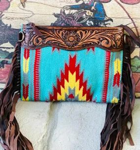 The Fall Turquoise Everyday Navajo Fringe Crossbody Bag