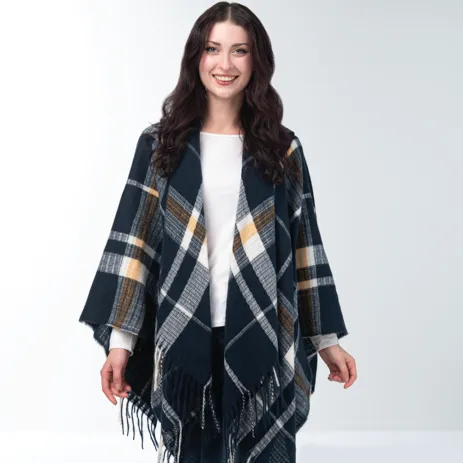 The Perfect Fall Plaid Hooded Wrap for Just Jill