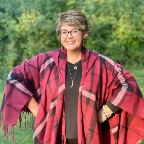 The Perfect Fall Plaid Hooded Wrap for Just Jill