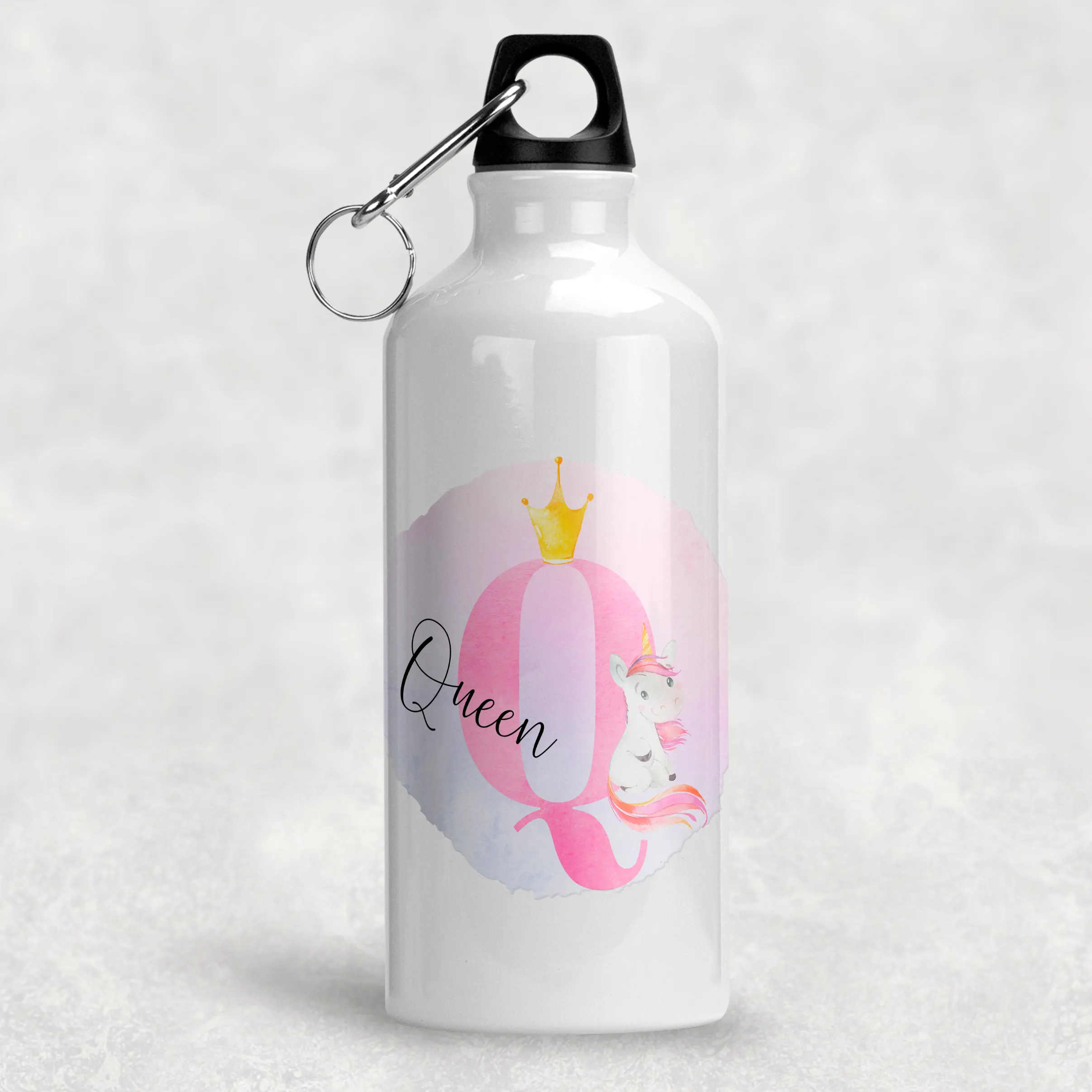 Unicorn Alphabet Personalised Aluminium Water Bottle 400/600ml