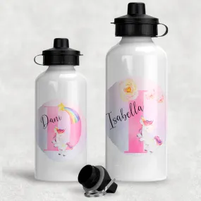 Unicorn Alphabet Personalised Aluminium Water Bottle 400/600ml