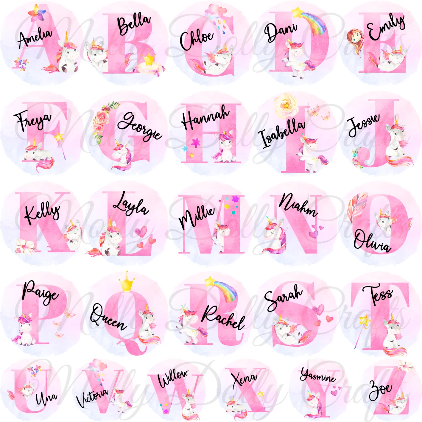 Unicorn Alphabet Personalised Aluminium Water Bottle 400/600ml