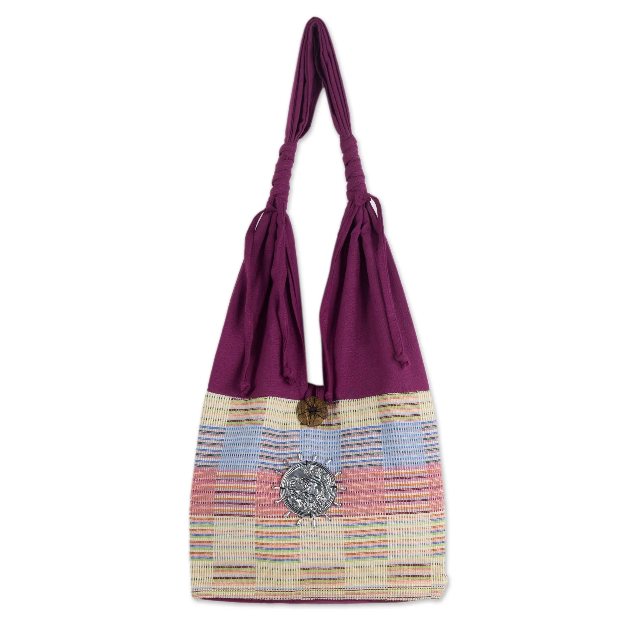 Unique Cotton Shoulder Bag from Thailand - Siamese Blush | NOVICA