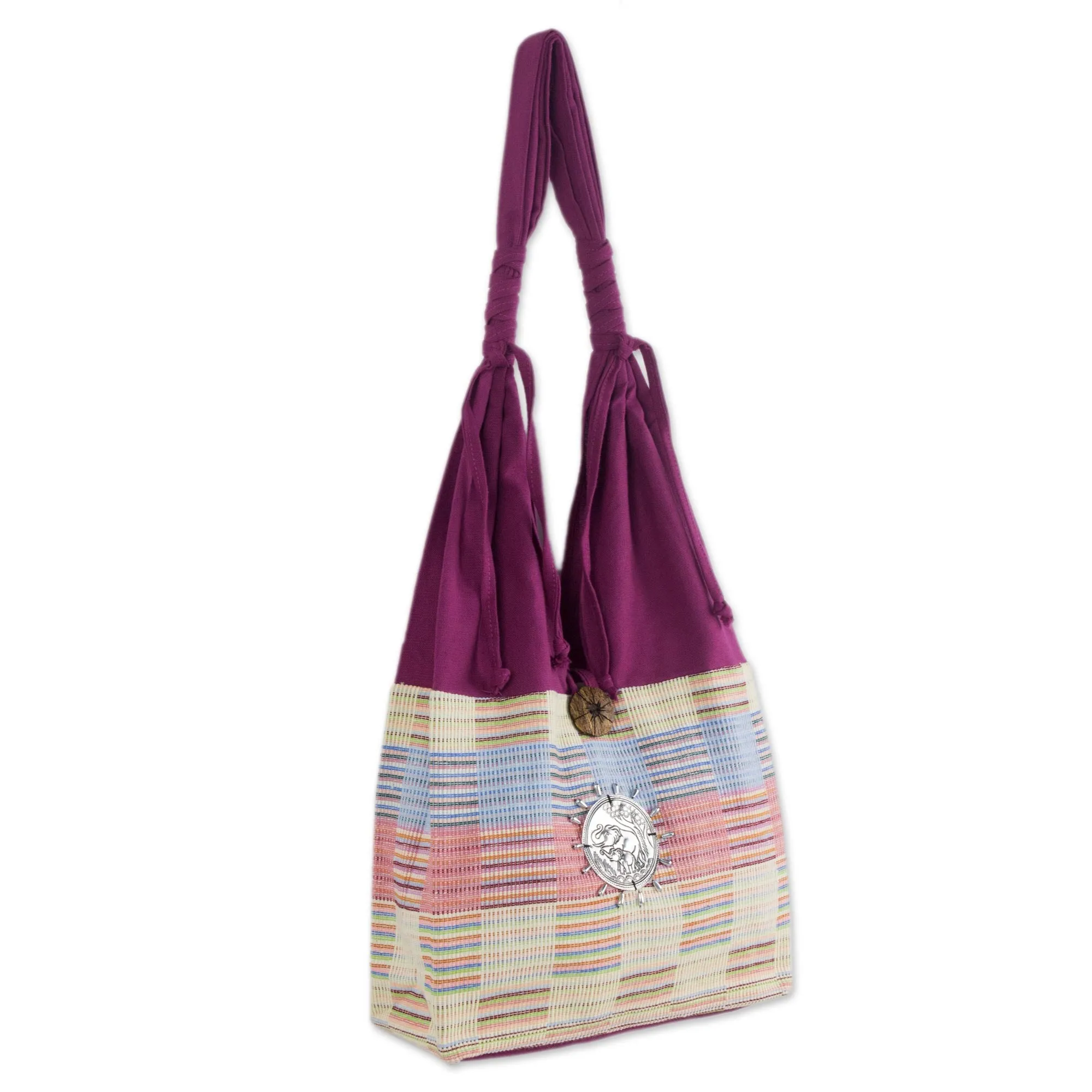 Unique Cotton Shoulder Bag from Thailand - Siamese Blush | NOVICA