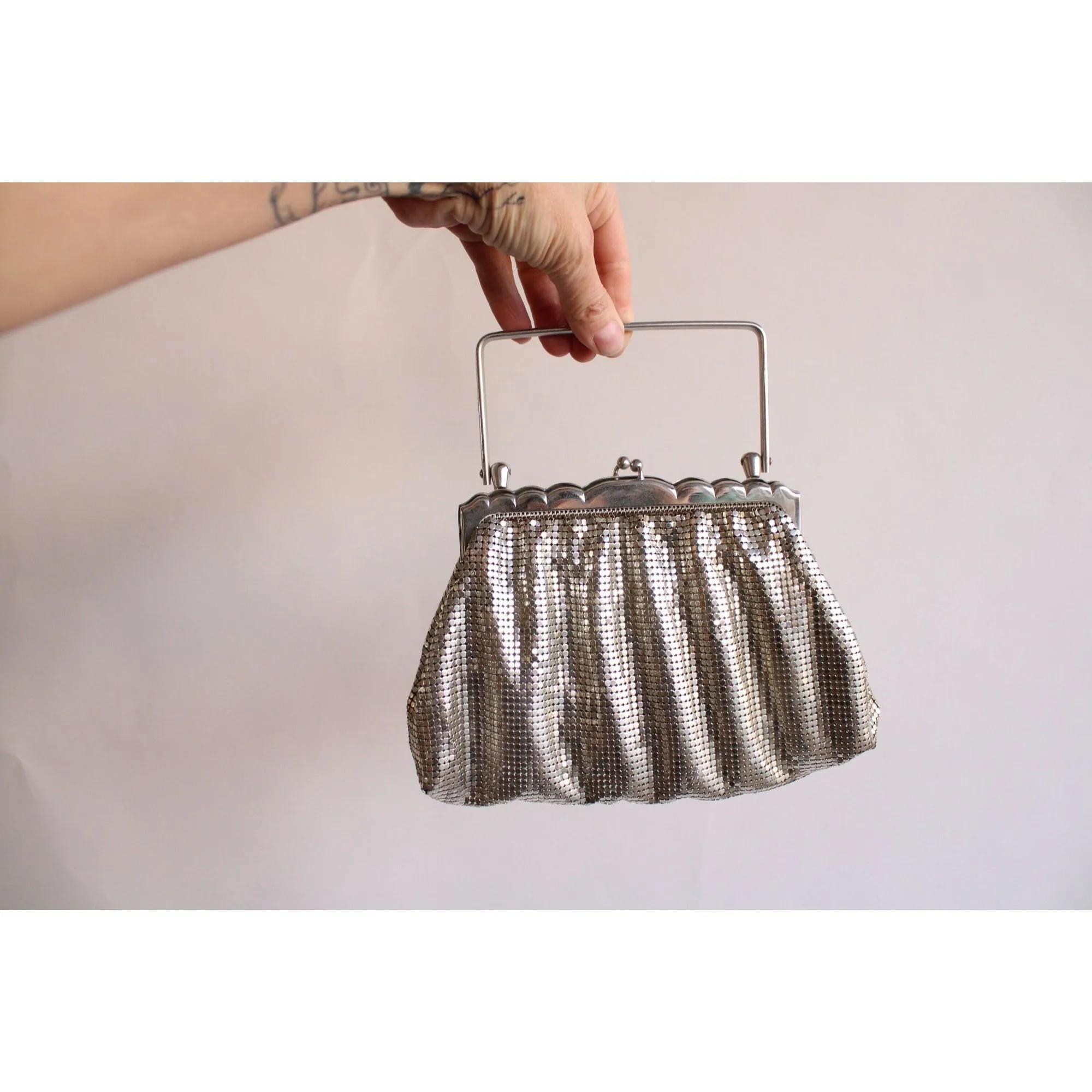 Vintage 1930s 1940s Silver Mesh Clutch by Whiting & Davis