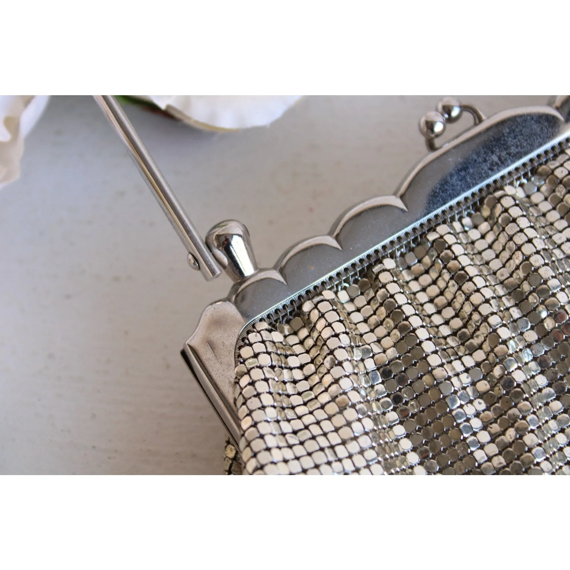 Vintage 1930s 1940s Silver Mesh Clutch by Whiting & Davis