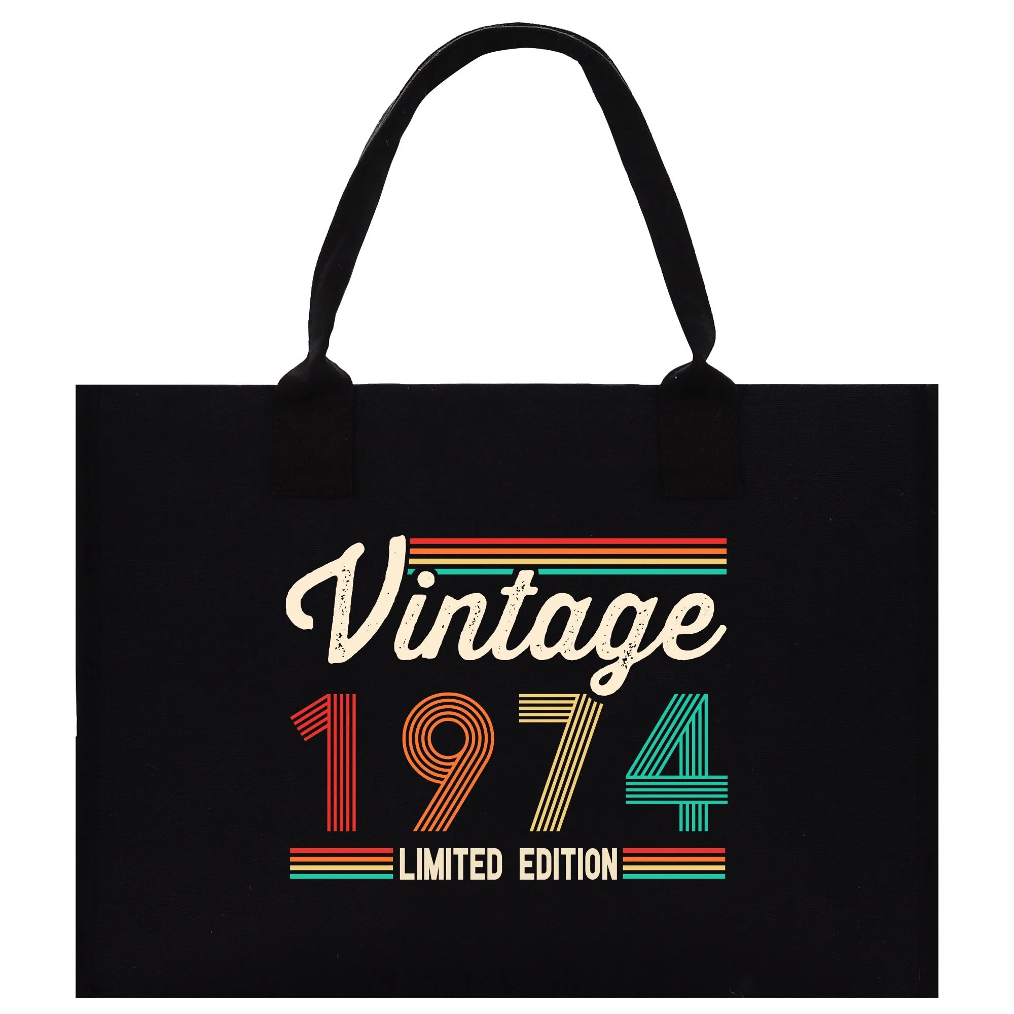 Vintage 1974 Aged To Perfection 50 Age Birthday Cotton Canvas Tote Bag 50th Birthday Gift For Women 50th Birthday Celebration Party Gift