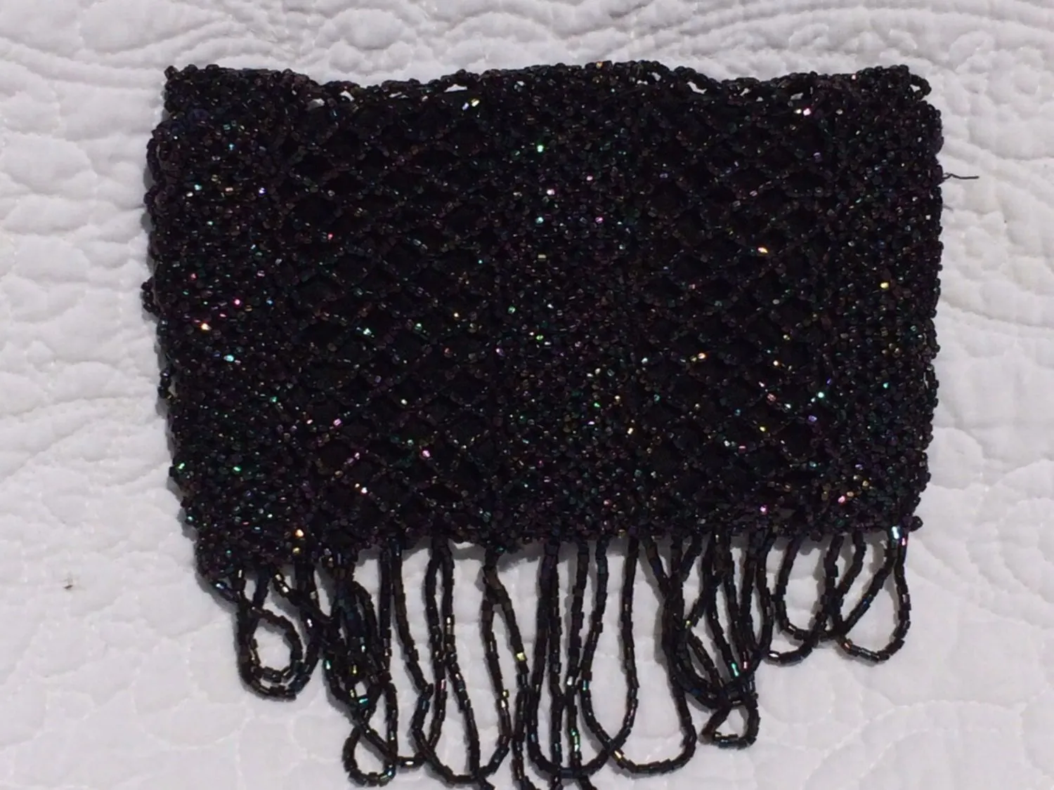 Vintage Clutch / Purse / Handbag / Bag / Coin Purse in Flapper Style with Black Glass Beads.