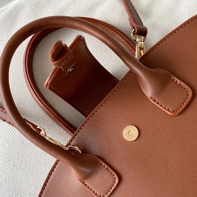 Vintage Faux Leather Shell Bag