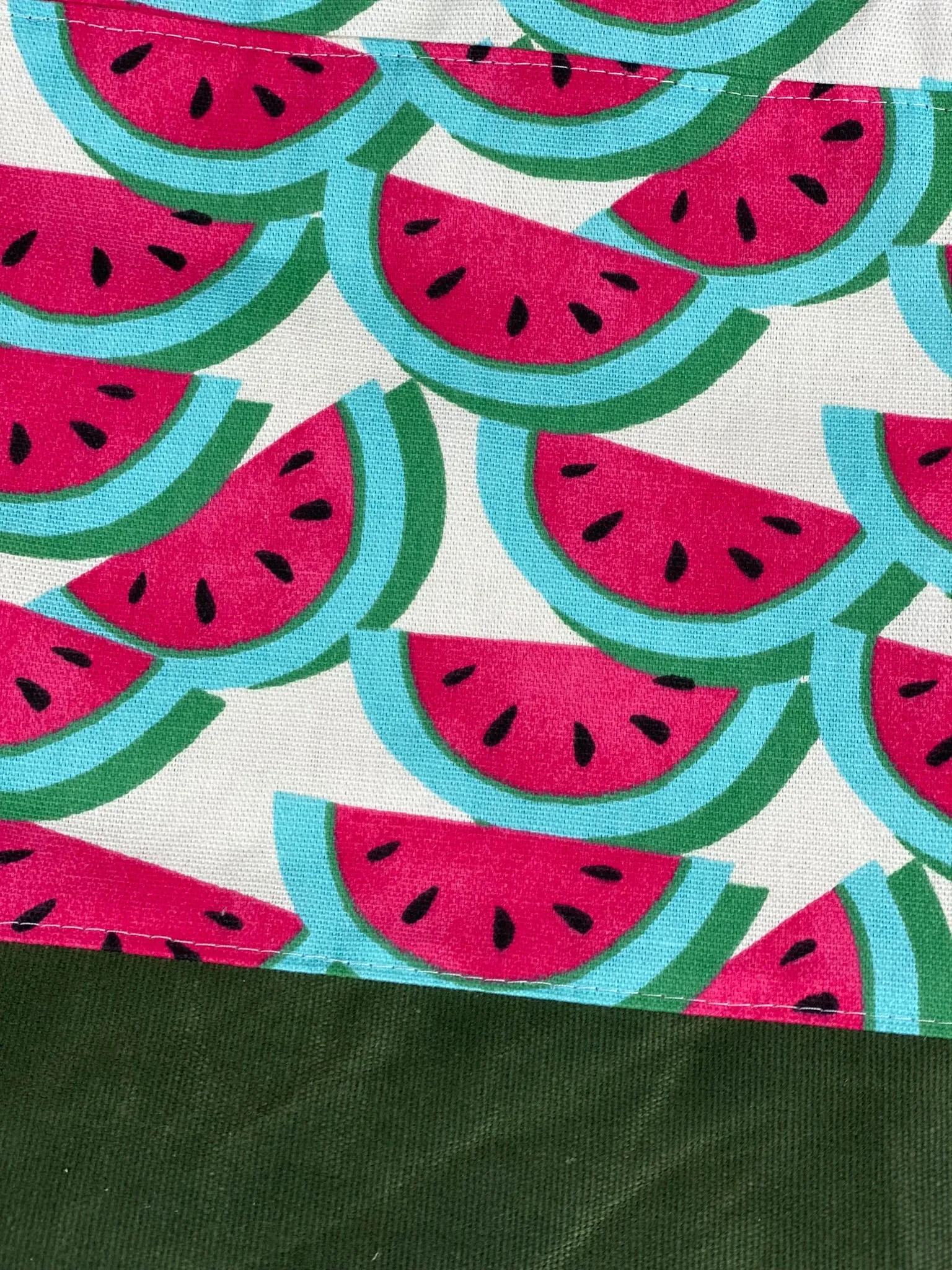 Watermelon on Waxed Canvas Project Bag, Project Bag for Knitters, Knitting Bag, Black Floral Bag