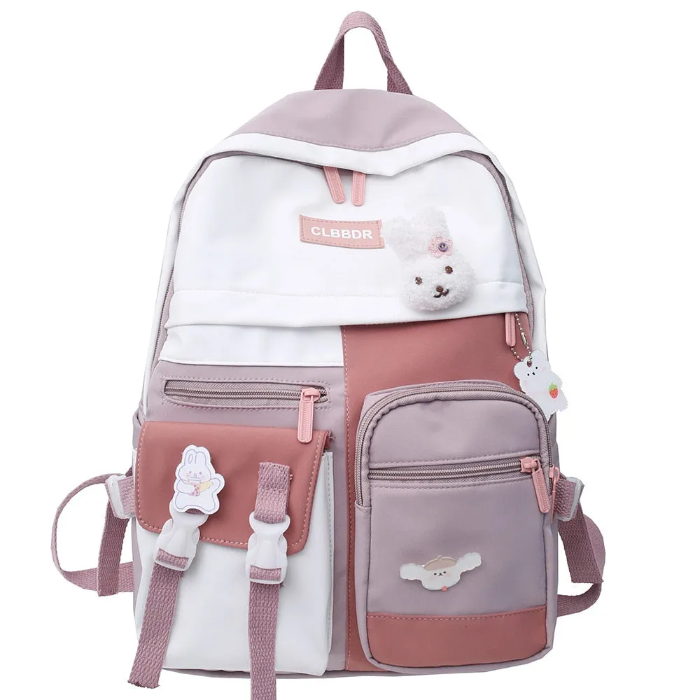 Wenkouban Kawaii Girl Harajuku Backpack Women Waterproof School Bag College Student Nylon Backpack Cute Book Female Bag Trendy New Fashion