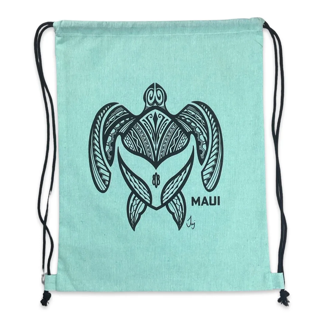 Whale Tail Honu (Turtle) Drawstring Backpack Tote Bag