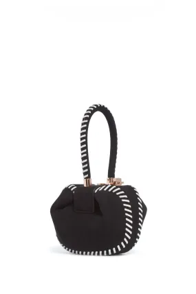 Whipstitch Demi Bag in Black Suede