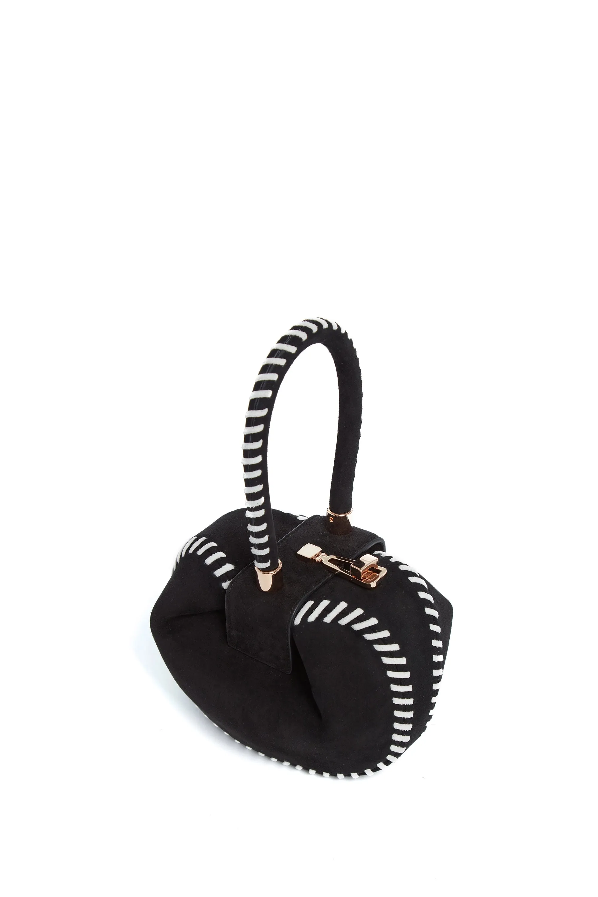 Whipstitch Demi Bag in Black Suede