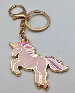 Wildflower Pink Rainbow Sparkle Be A Unicorn Key Ring