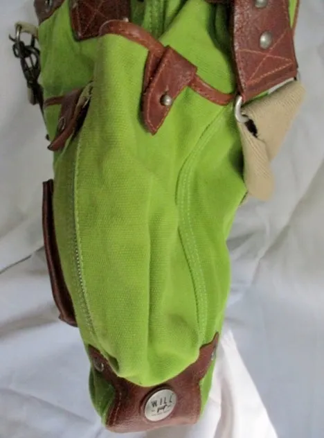 WILL LEATHER GOODS Canvas Messenger Shoulder Cross Body Bag GREEN BROWN