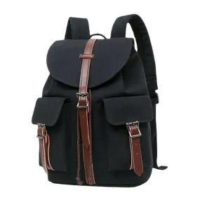 Women Canvas Double Front Pocket Design Large Capacity Backpack 14 Inch Laptop Bag