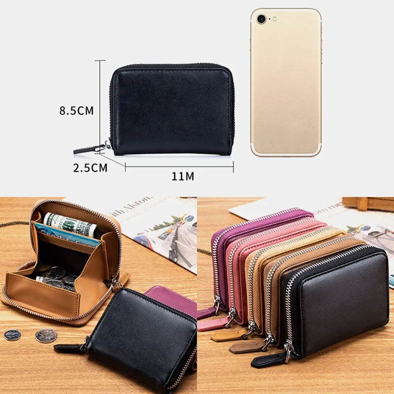 Women Genuine Leather RFID Anti-theft Coin Storage Bag Coin Wallet Purse