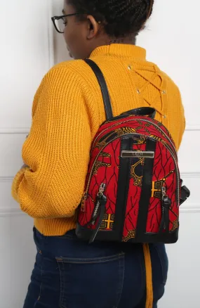 Women's Casual African Print Backpack - Red Ankara Backpack - CORDELIA