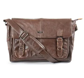 Woodland Leathers Lorenz Leather Brown Messenger Bag