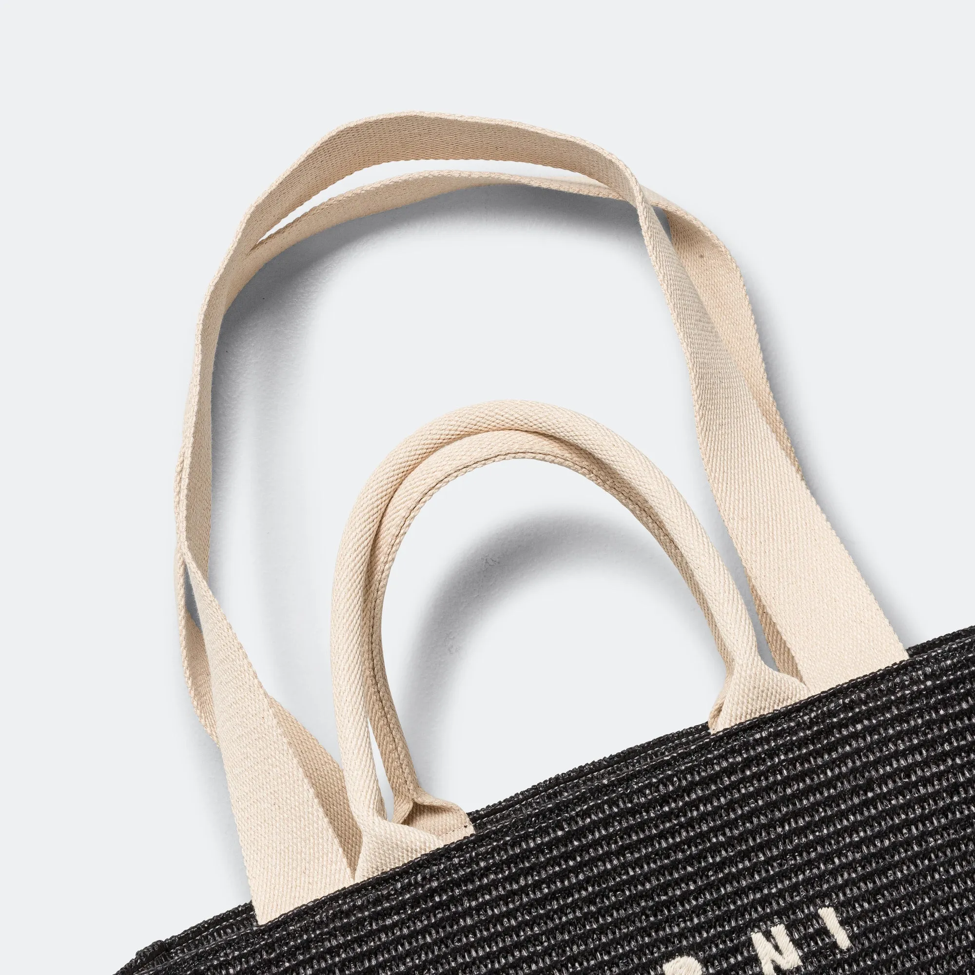 Woven Large Basket Bag - Black/Natural