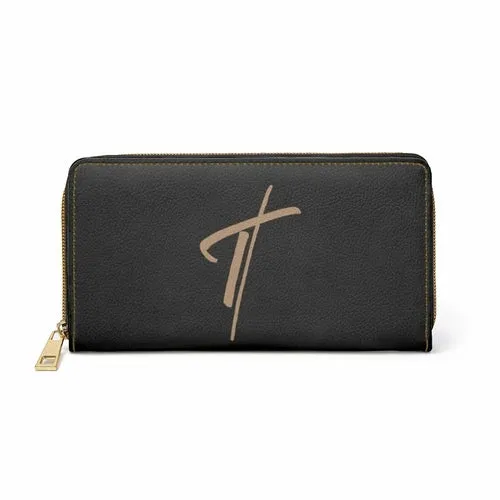 Wristlet Phone Wallet, Black and Light Brown Cross Graphic Purse