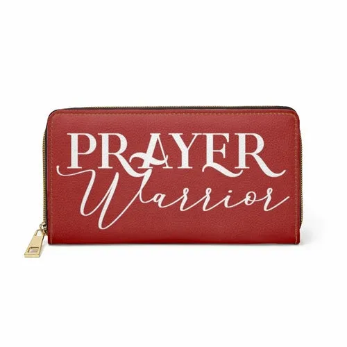 Wristlet Phone Wallet, Dark Red and White Prayer Warrior Graphic Purse