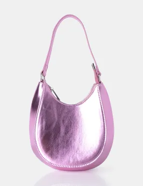 Zeta Metallic Pink Hobo Shoulder Bag